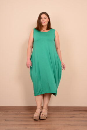 Αμάνικο φόρεμα boho με τσέπες - Πράσινο, One Size