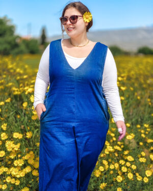 Oversized Τζιν Ολόσωμη Φόρμα με ΤσέπεςOversized Τζιν Ολόσωμη Φόρμα με Τσέπες
