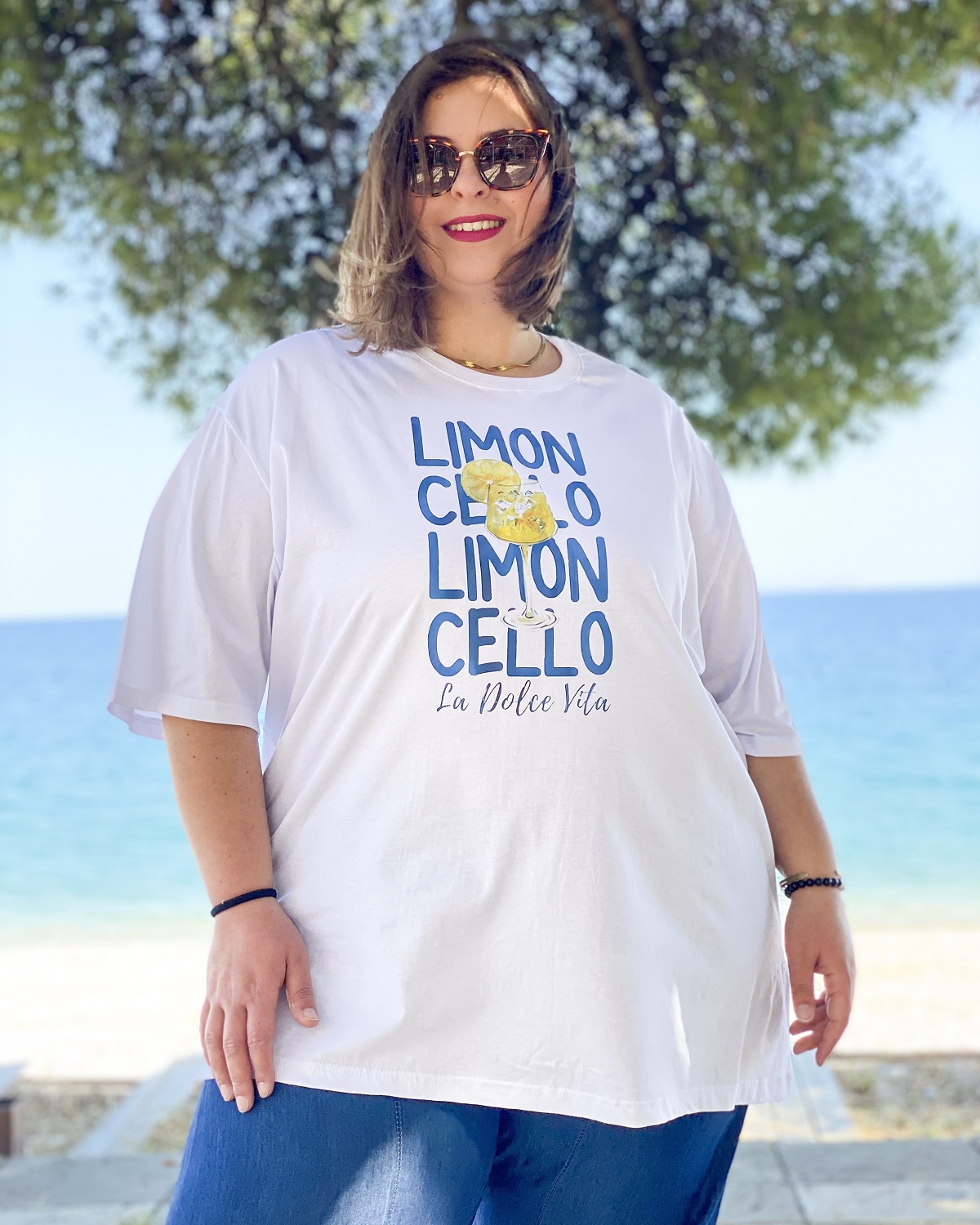 Oversized Tshirt στάμπα “Limoncello” - Λευκό, 1