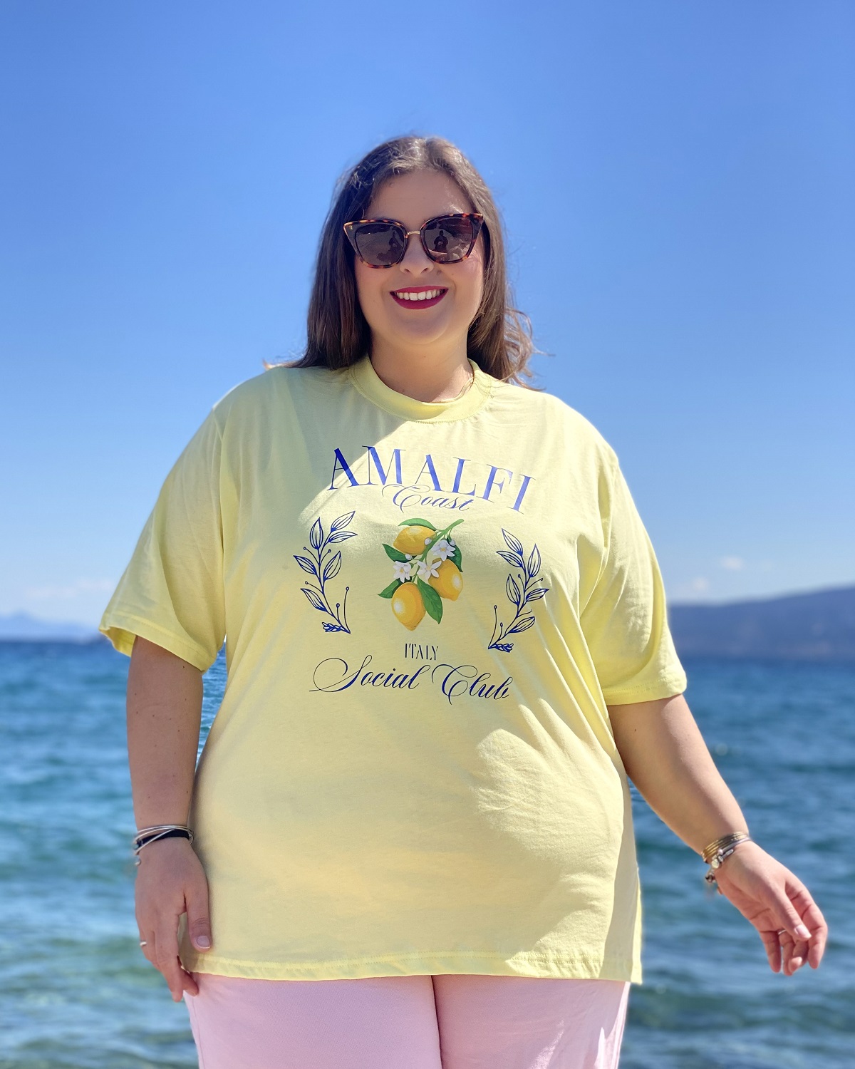 Oversized Tshirt στάμπα “Amalfi” - Κίτρινο, 1