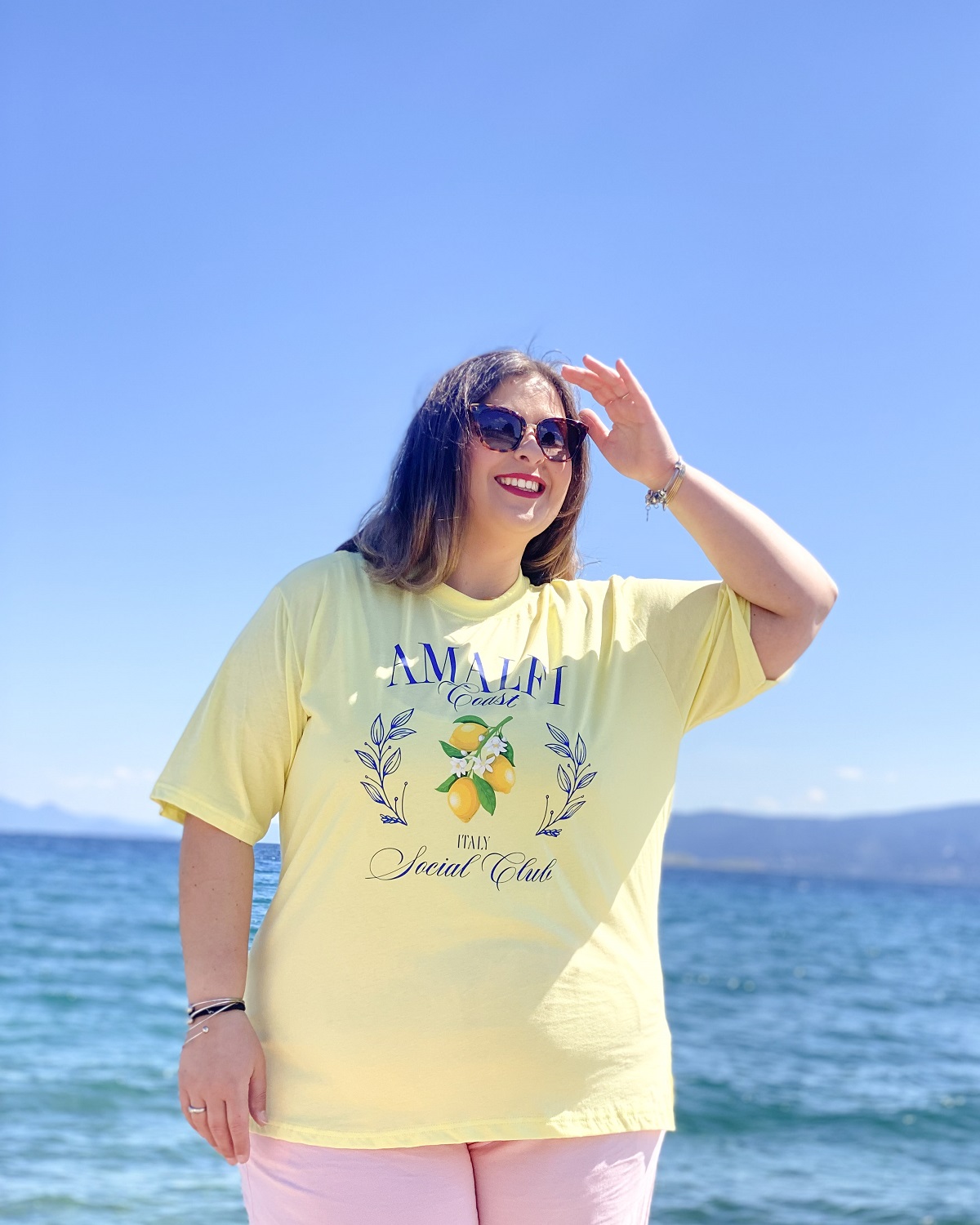 Oversized Tshirt στάμπα “Amalfi” - Κίτρινο, 1