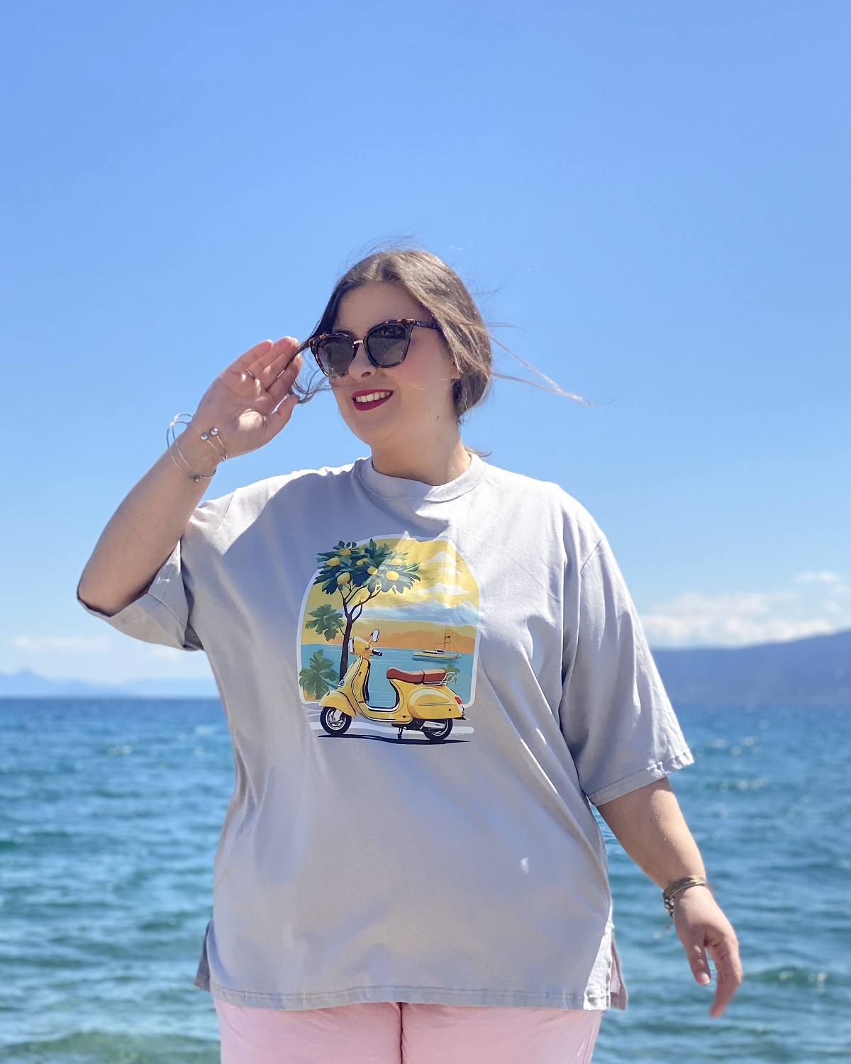 Oversized Tshirt στάμπα “Βέσπα” - Μαύρο, 1