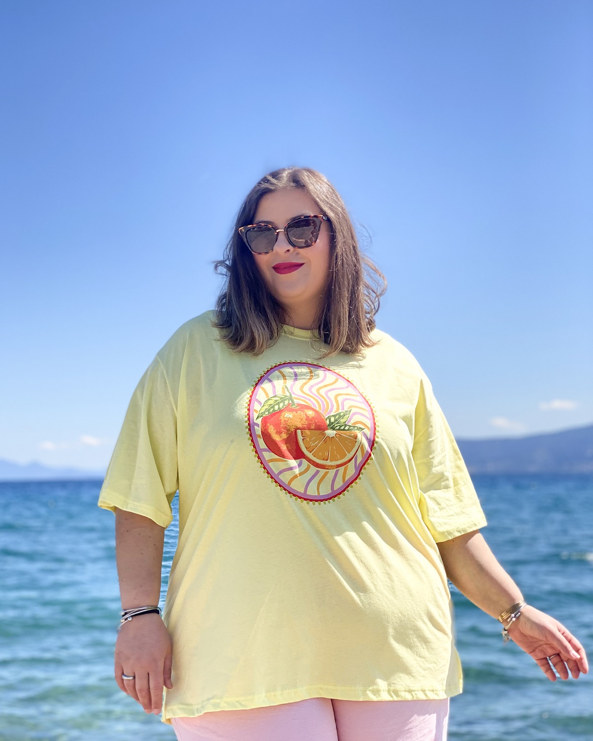 Oversized Tshirt στάμπα “Πορτοκάλι” - Κίτρινο, 1