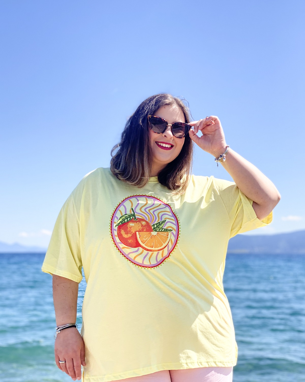 Oversized Tshirt στάμπα “Πορτοκάλι” - Κίτρινο, 1