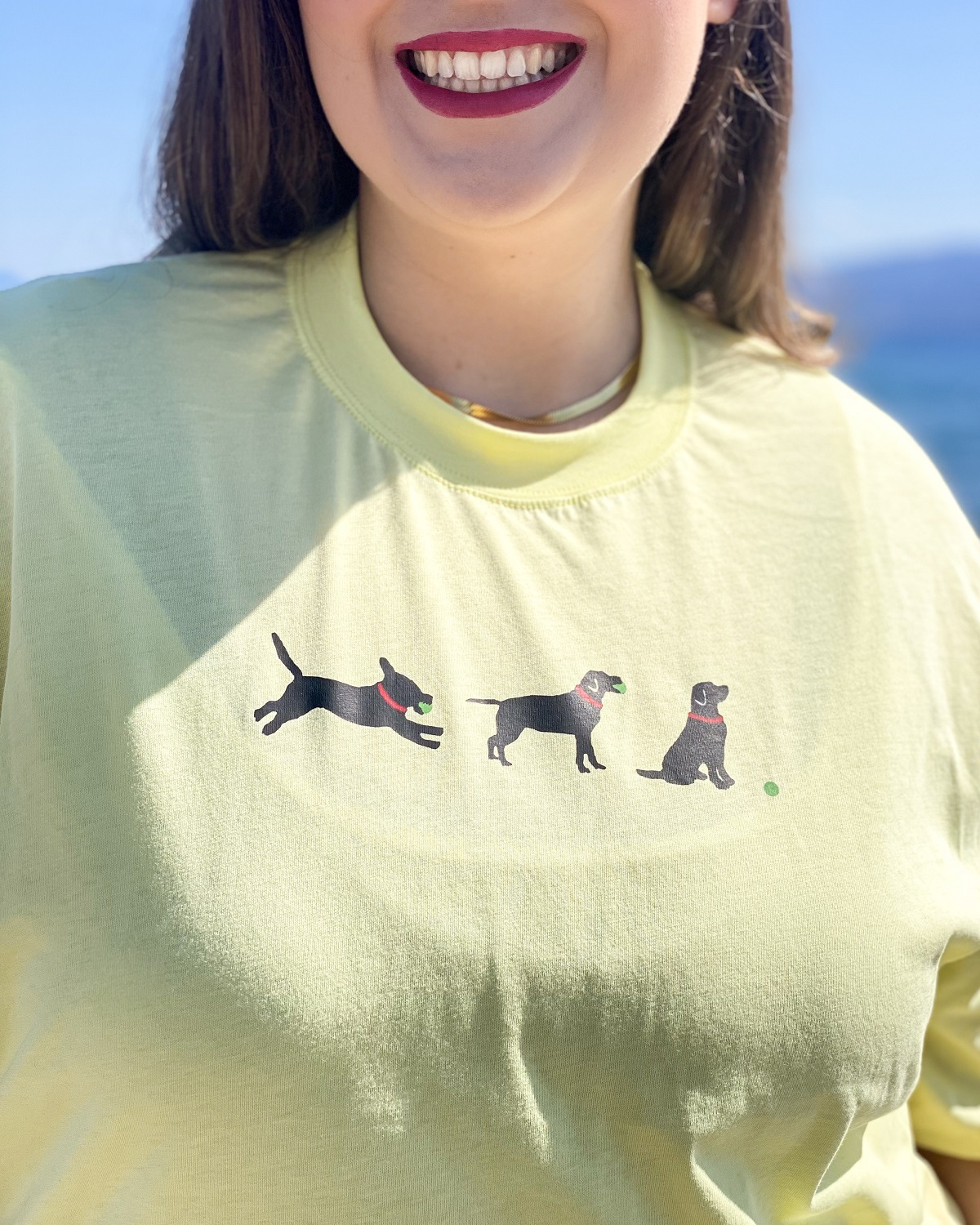 Oversized Tshirt στάμπα “Playfull Dog” - Κίτρινο, 1