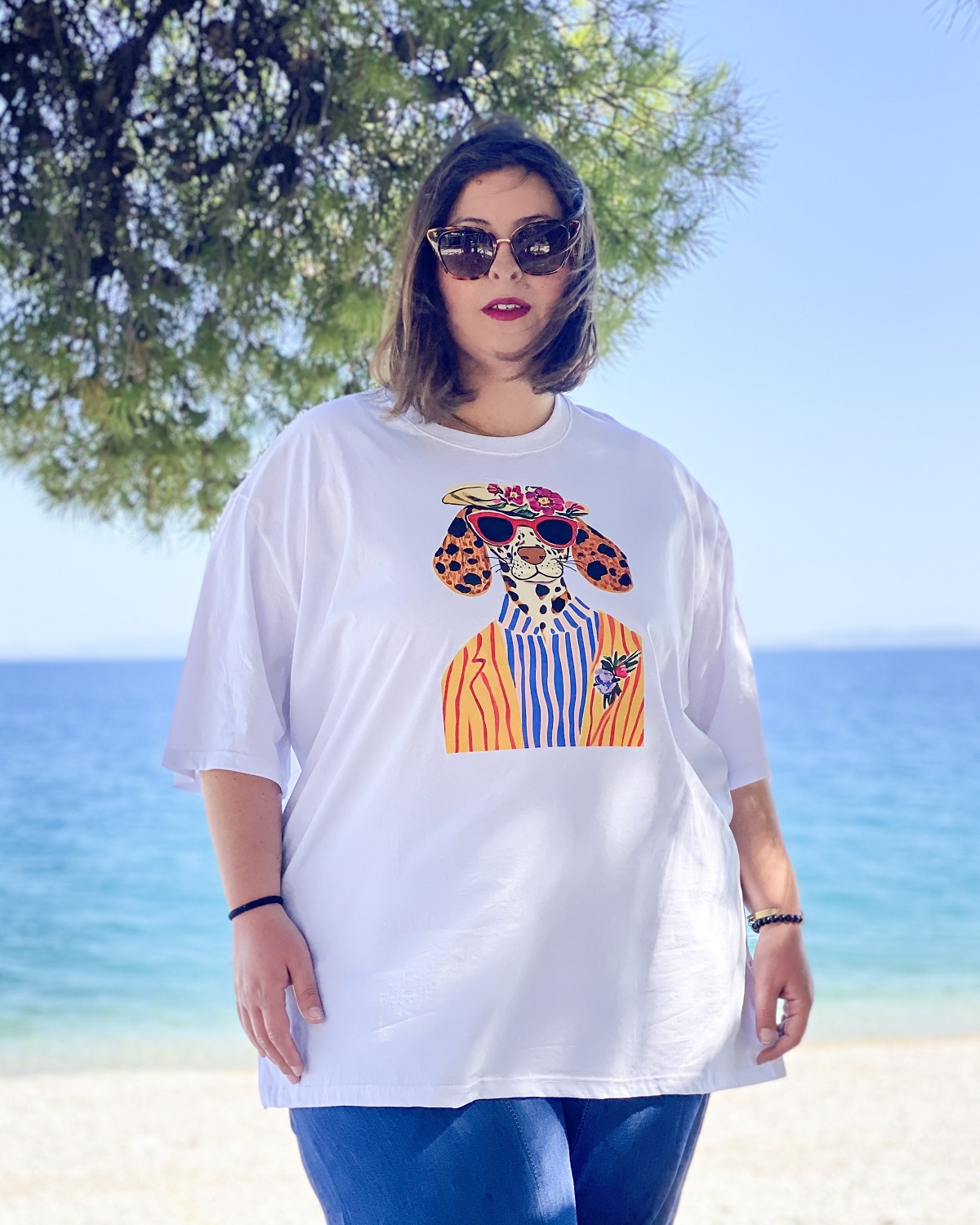 Oversized Tshirt στάμπα “Bruno” - Λευκό, 1