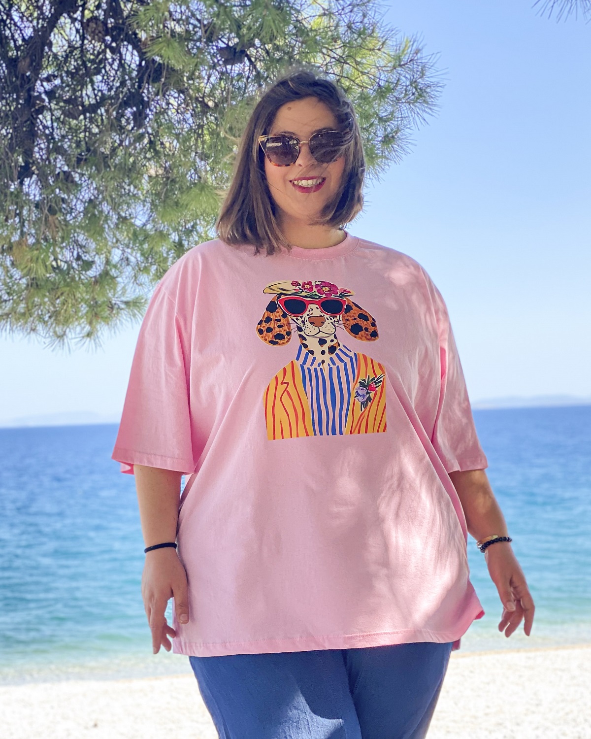Oversized Tshirt στάμπα “Bruno” - Ροζ, 1