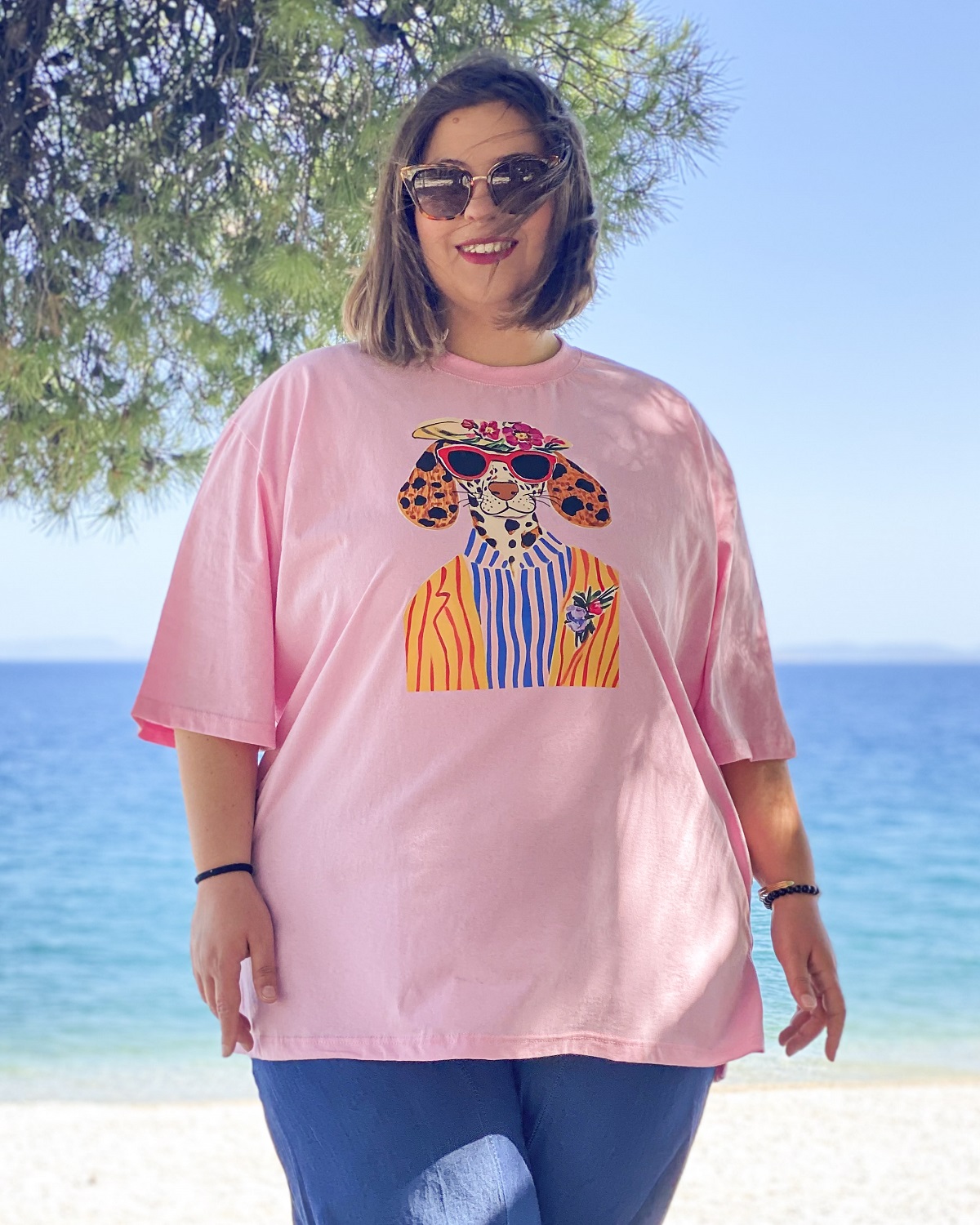 Oversized Tshirt στάμπα “Bruno” - Ροζ, 1