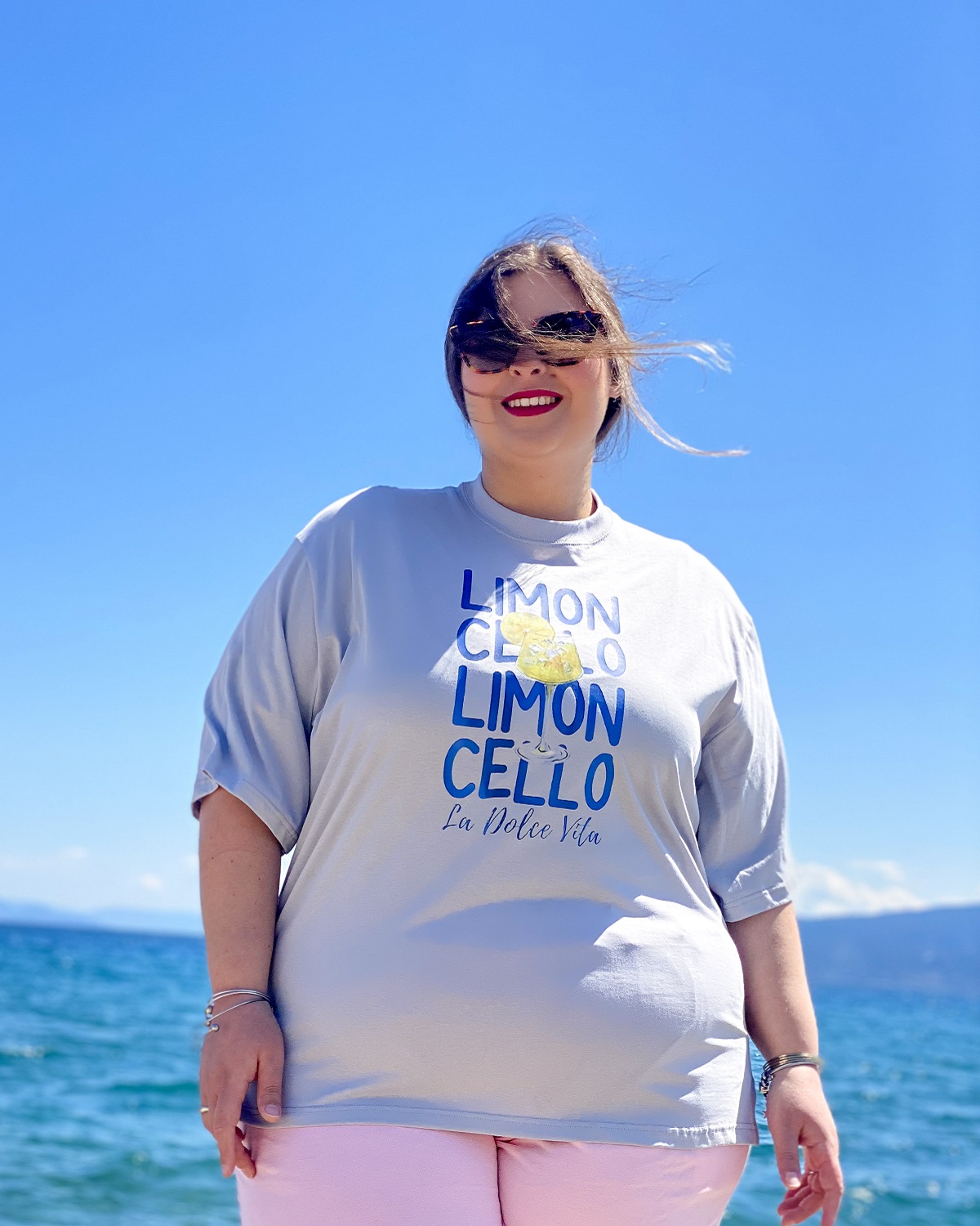 Oversized Tshirt στάμπα “Limoncello” - Γκρι, 1