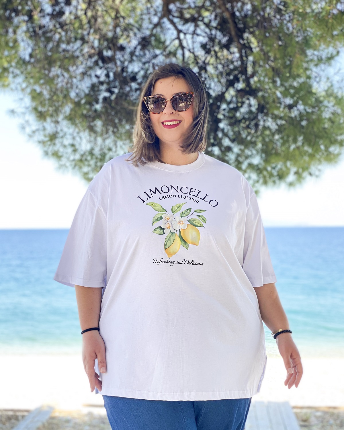 Oversized Tshirt στάμπα “Limoncello λεμόνι” - Λευκό, 1