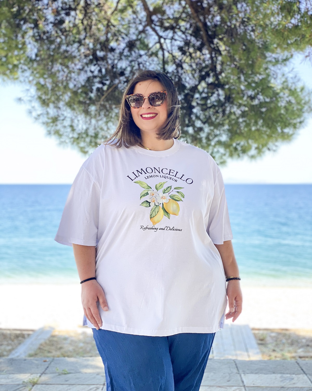 Oversized Tshirt στάμπα “Limoncello λεμόνι” - Λευκό, 1