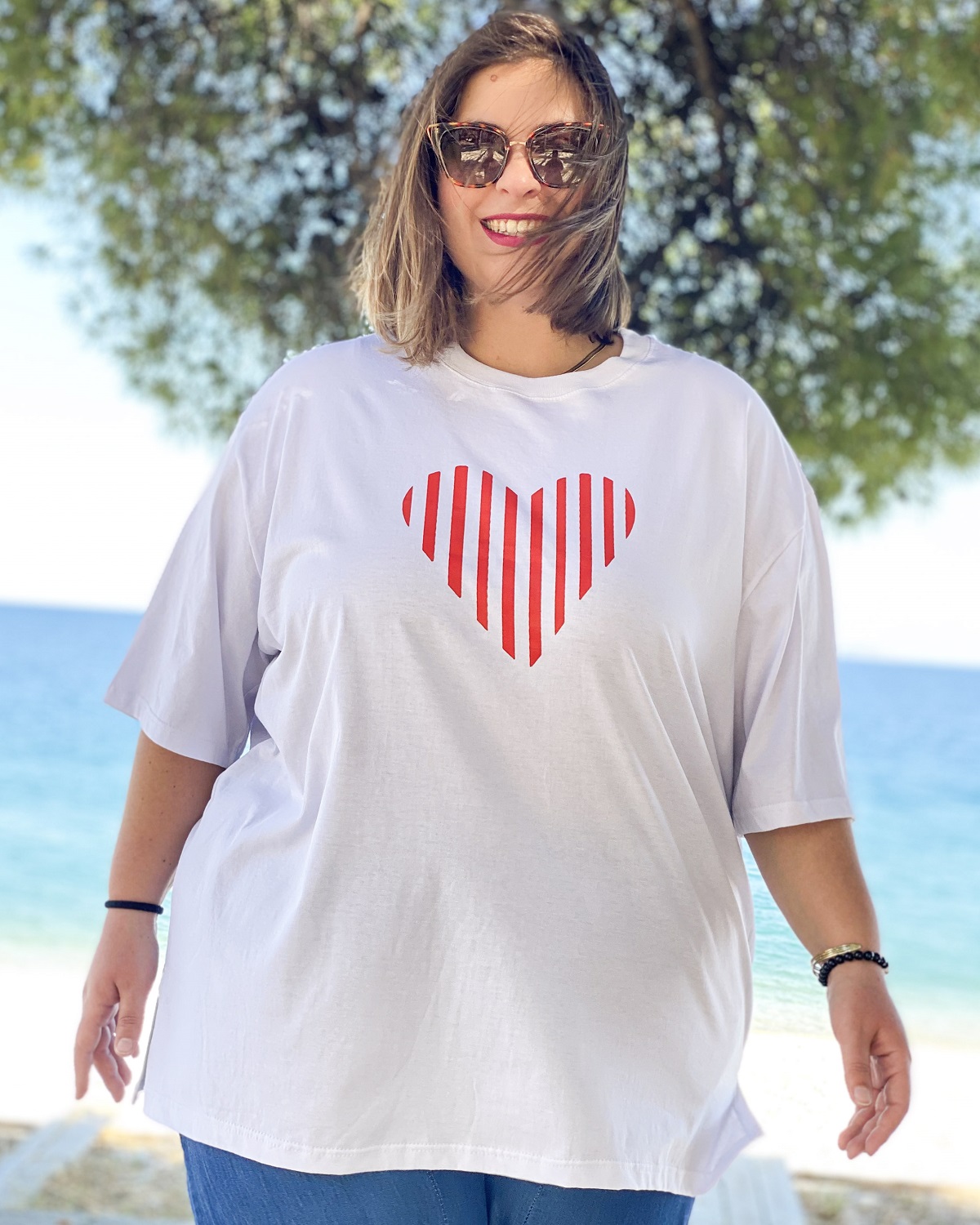 Oversized Tshirt στάμπα “Ρίγε Καρδιά”