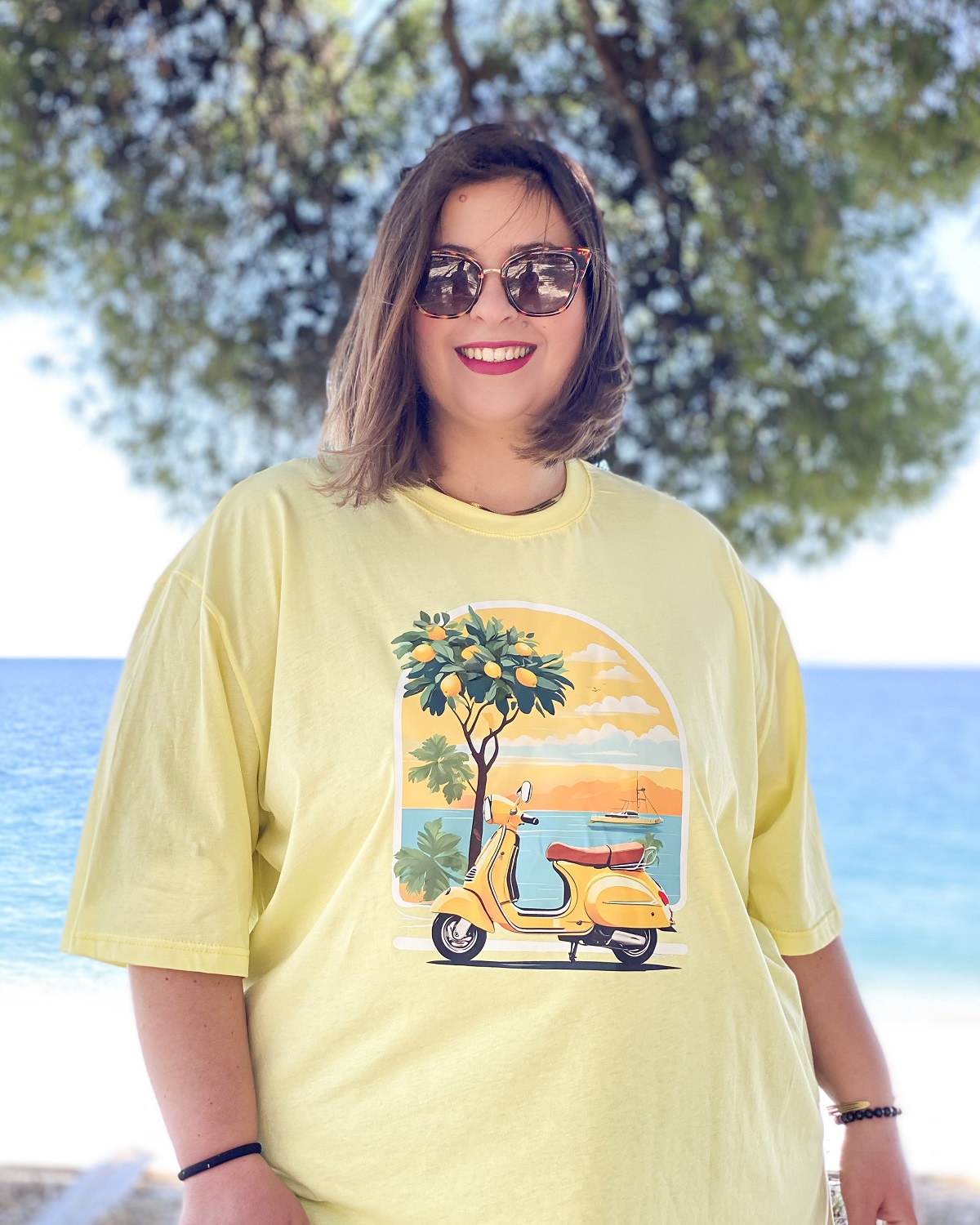 Oversized Tshirt στάμπα “Βέσπα” - Μαύρο, 1