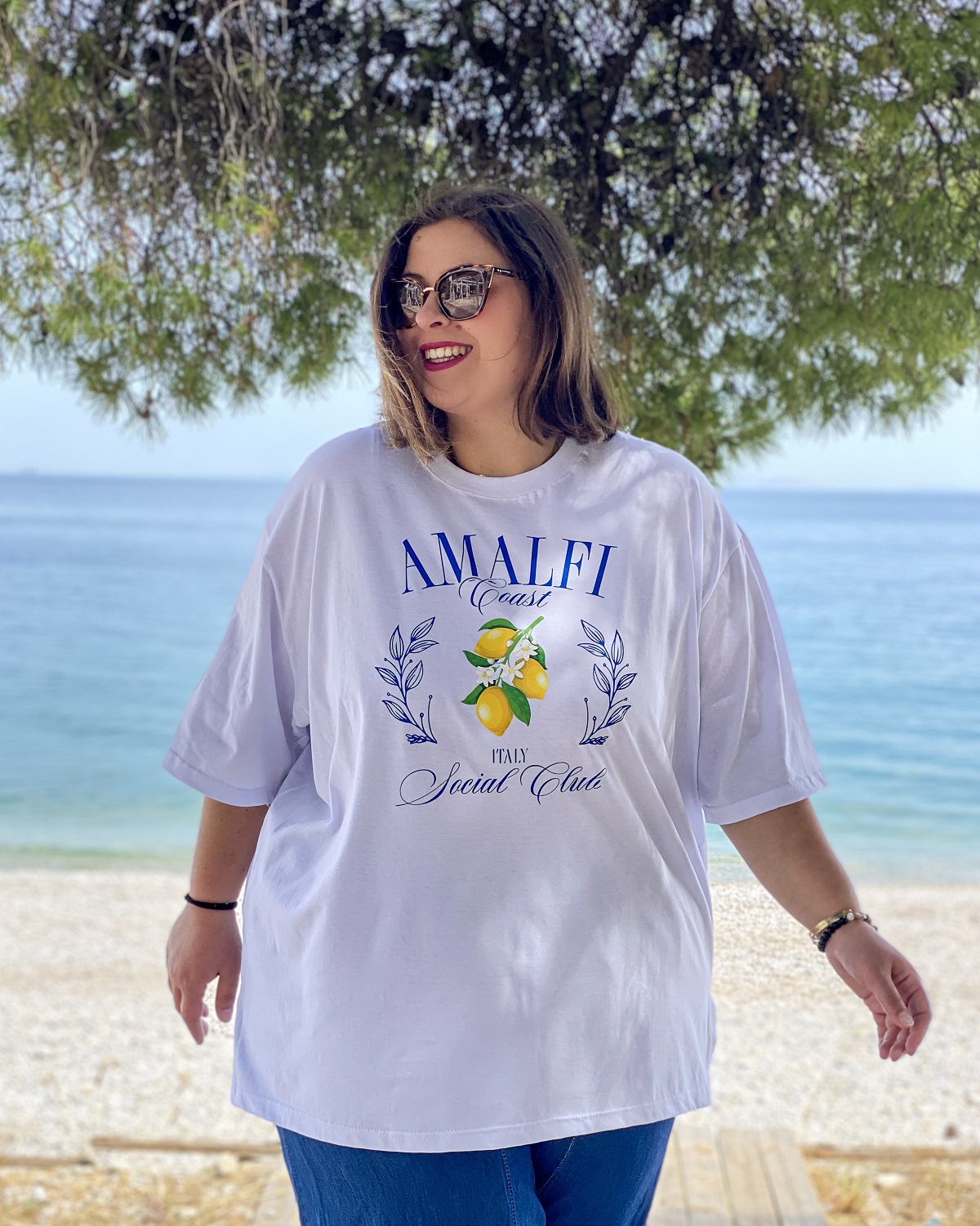 Oversized Tshirt στάμπα “Amalfi” - Λευκό, 2