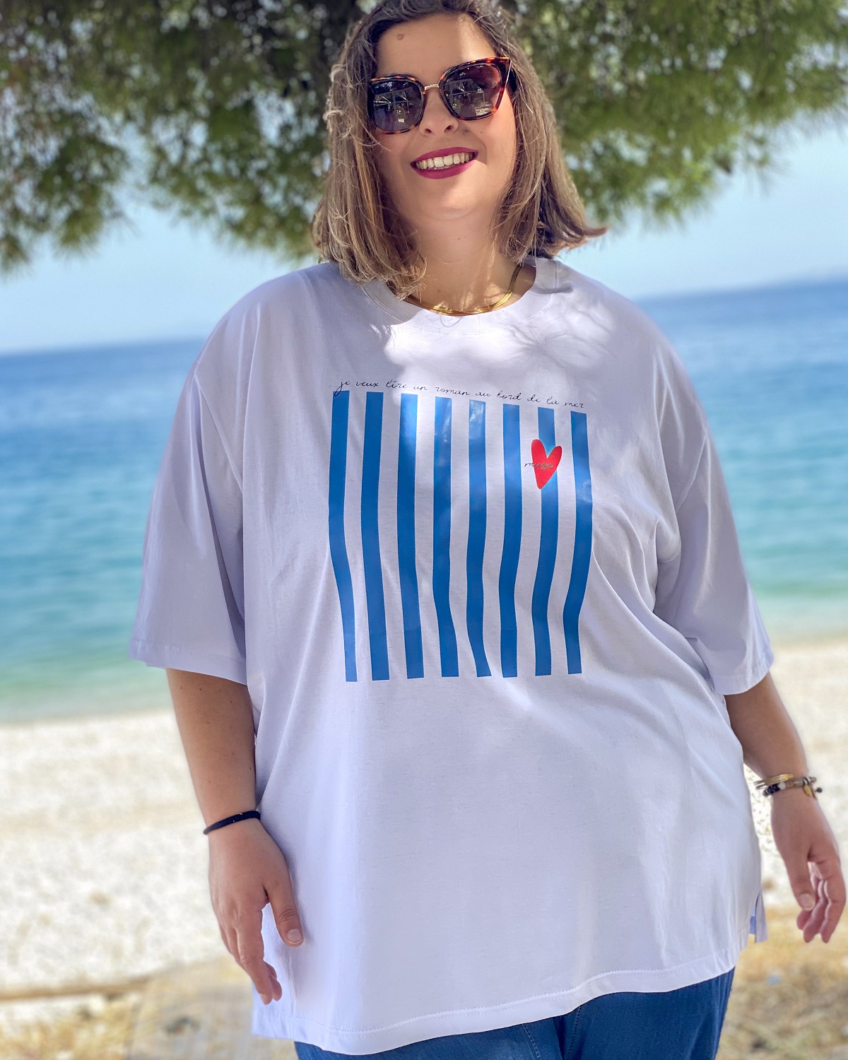 Oversized Tshirt στάμπα “Καρδιά Muse” - Λευκό, 1