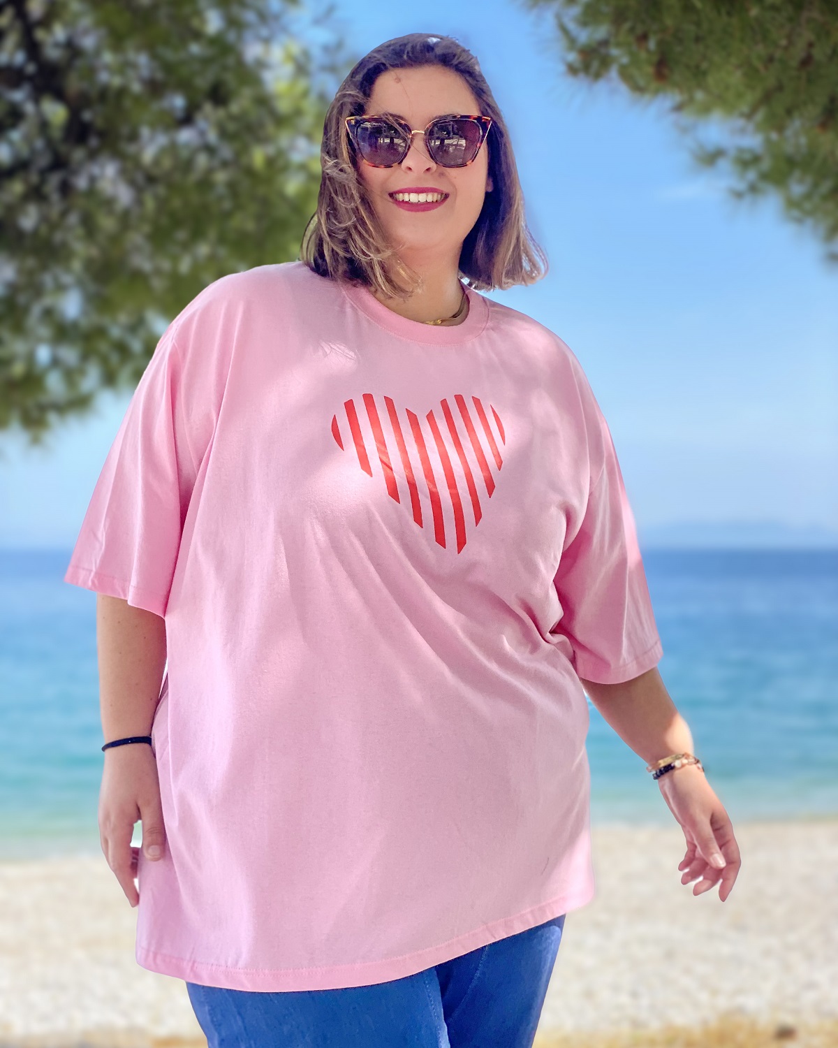 Oversized Tshirt στάμπα “Ρίγε Καρδιά”
