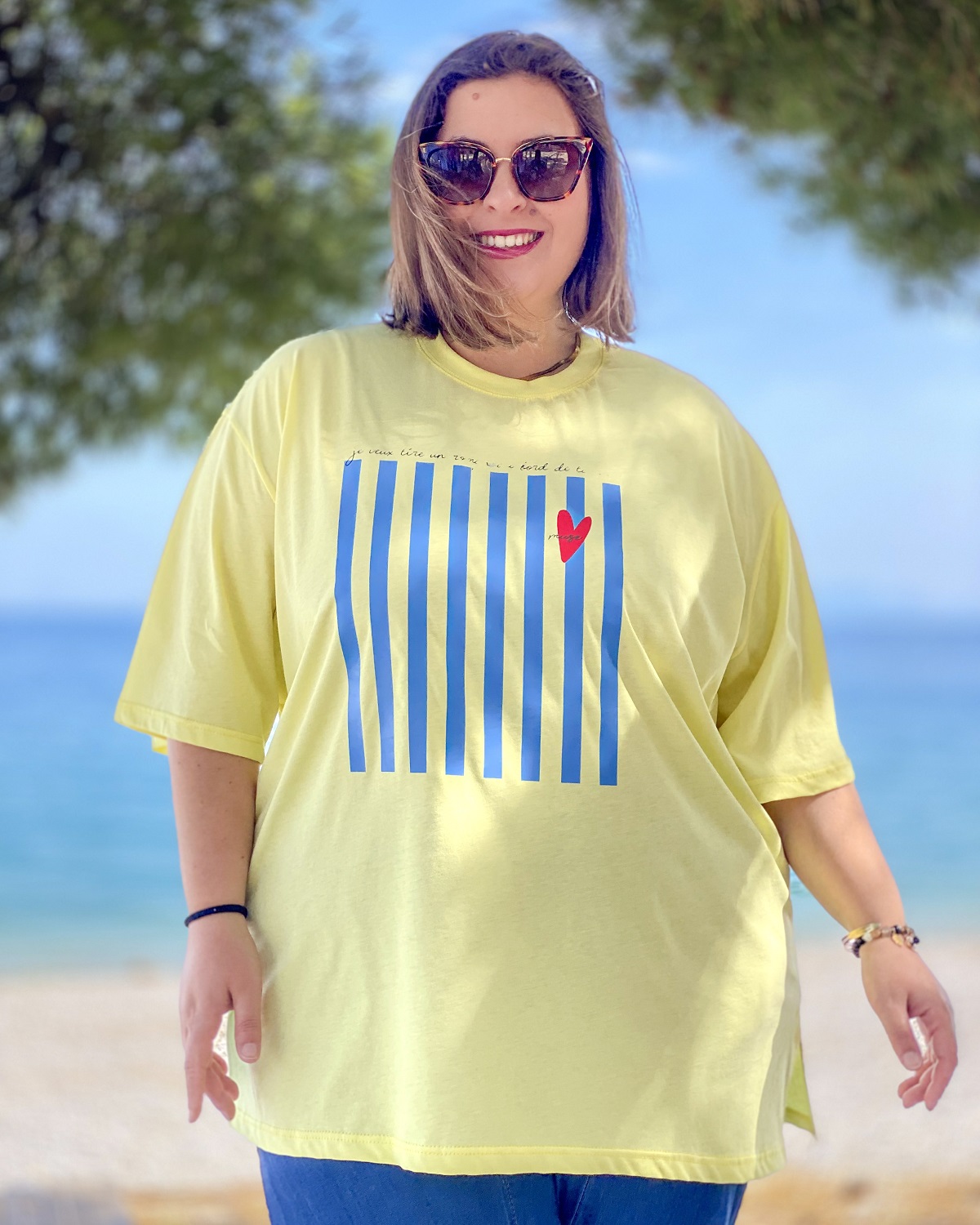 Oversized Tshirt στάμπα “Καρδιά Muse” - Κίτρινο, 1