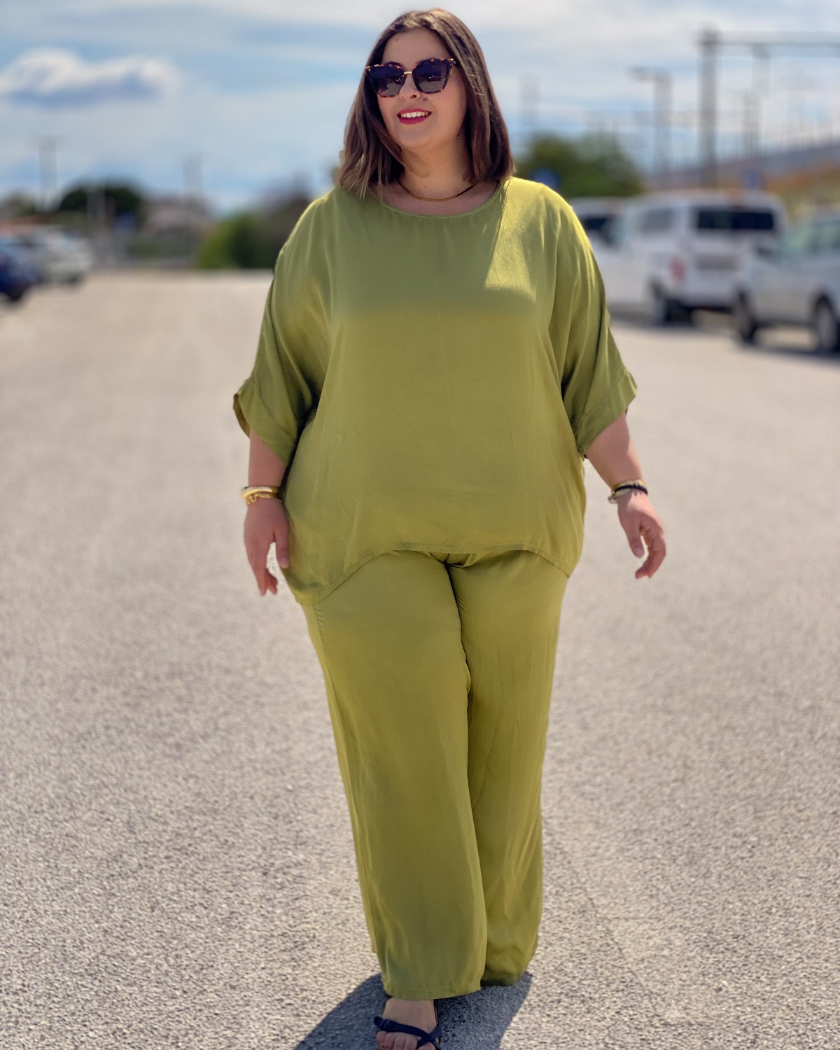 Σετ Μπλούζα - Παντελόνι Plus Size - Λάιμ, One Size