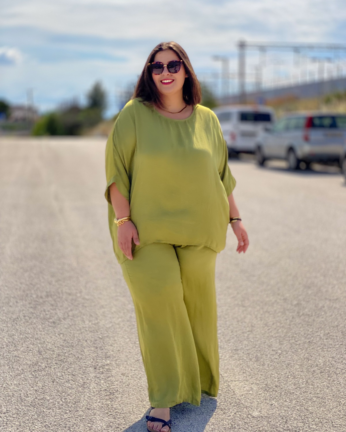 Σετ Μπλούζα - Παντελόνι Plus Size - Λάιμ, One Size