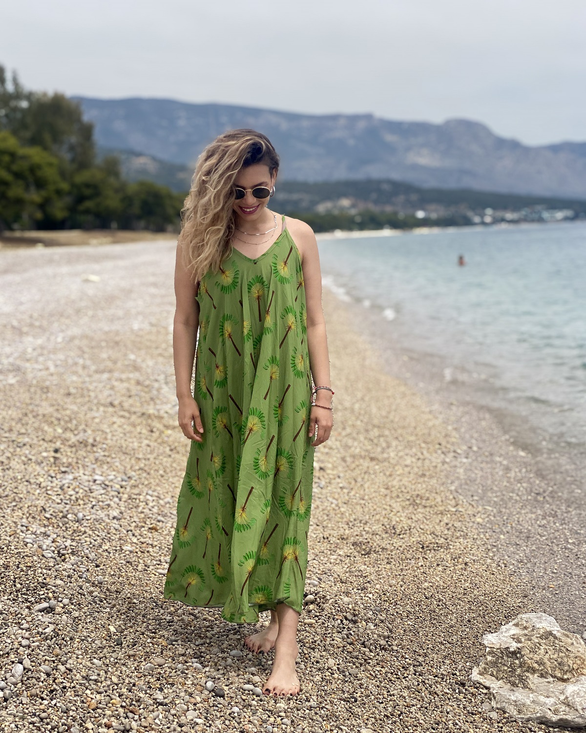 Φόρεμα ράντα Boho Oversized - Πράσινο, One Size