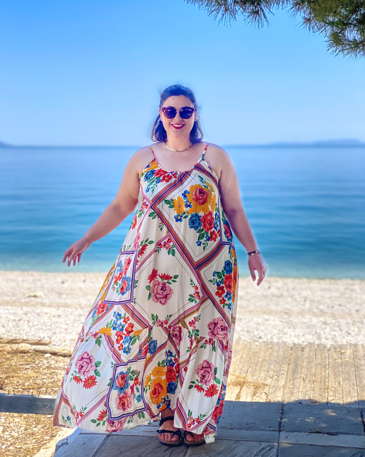 Φόρεμα ράντα εμπριμέ Oversized - Λευκό, One Size