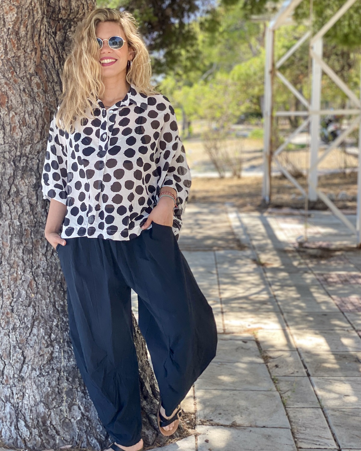 Boho Βαμβακερό Παντελόνι με Τσέπες