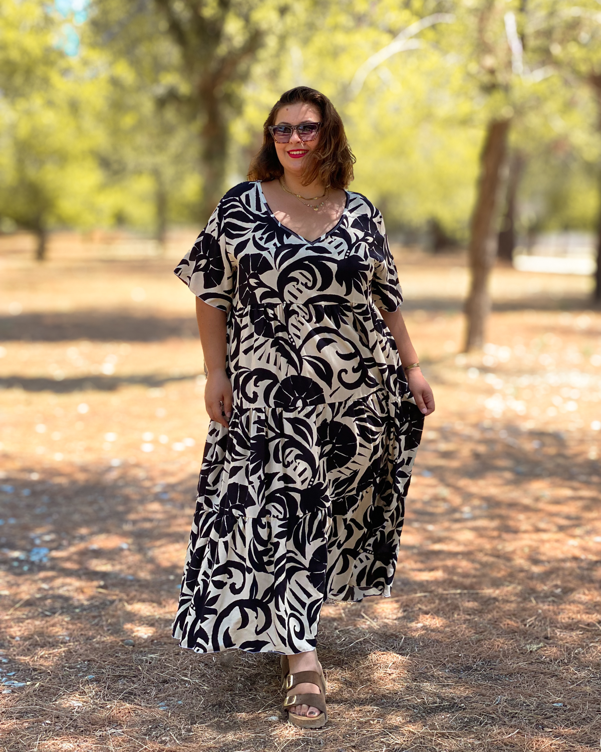 Φόρεμα με κοντό μανίκι - Μπεζ, One Size
