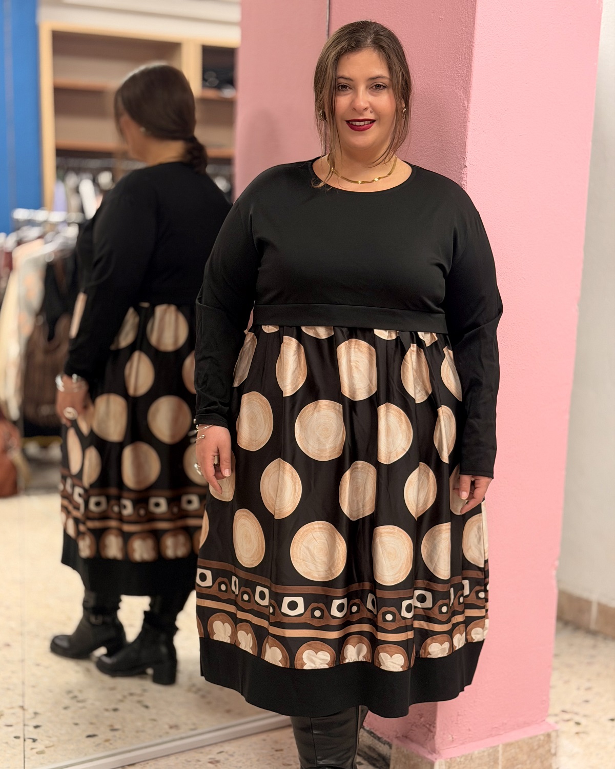 Γυναικείο Hybrid Φόρεμα "Σικελία" Βούτυρο Ποντοστόφα & Βαρύ Σατέν | Midi Balloon Γραμμή Oversized (Copy)