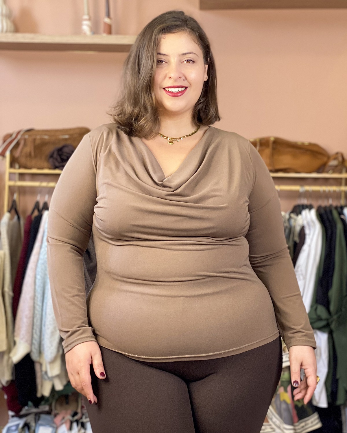 Μπλουζάκι Ντραπέ Λύκρα - Πούρου, One SizeΜπλουζάκι Ντραπέ Λύκρα - Πούρου, One Size