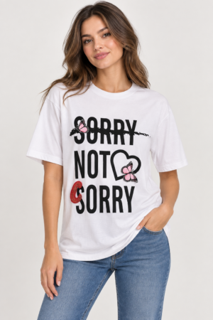 T-Shirt Sorry Not Sorry με ΠεταλούδεςT-Shirt Sorry Not Sorry με Πεταλούδες